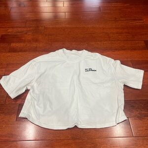 Size Small Brushed Heavyweight Cotton Cropped Crew T-Shirt in White